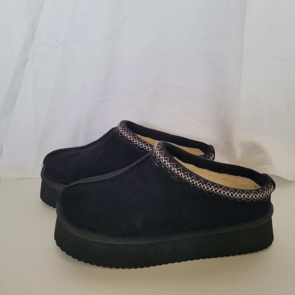 NWOT Hey Girl Corkys Platform Indoor Outdoor Mule Slipper Size 10 Black Lined
